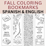 Fall Theme Doodle Coloring Bookmarks in Spanish & English