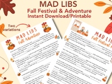 Fall-Theme MAD LIB Stories, School/Group Activity, Creativ