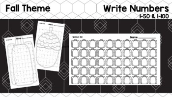 Preview of Fall Theme Math Writing 1-120- Acorns, Leaves & Pumpkins