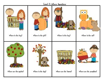 fall theme preschool wh questions by kim sutherland tpt