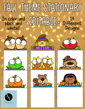 Preview of Fall Theme Stationary- 14 Different Options- Editable