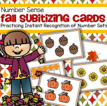 Preview of Fall Theme Subitizing Cards - Practicing Instant Recognition of Number Sets 0-10