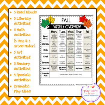 Fall Theme Unit (Preschool lesson plans, hands on learning) | TPT