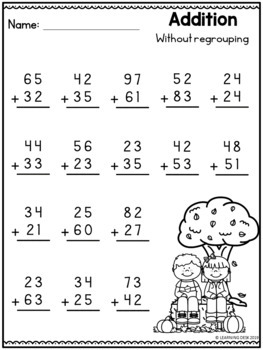 fall worksheets 2 digit addition without regrouping worksheets