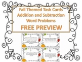 Fall Themed Addition and Subtraction Word Problem Task Car