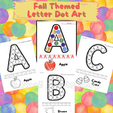 Fall Themed Alphabet Dot Art, Upper Case Tracing Letters, 