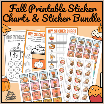 Preview of Fall Reward Chart Bundle - Sticker Charts and Print Your Own Sticker Printables