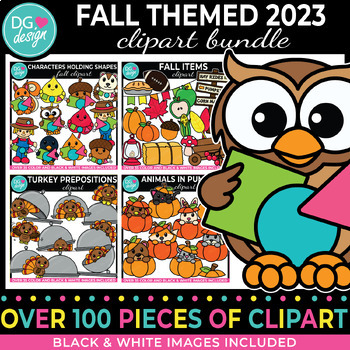 Preview of Fall Themed Clipart Bundle 2023| Autumn Clipart | Preposition | Thanksgiving