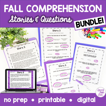 Preview of Fall Themed Comprehension Stories (Fiction & Nonfiction)