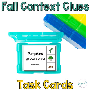 Preview of Fall Themed Context Clues Clip Cards: 2 Levels - Reading Comprehension