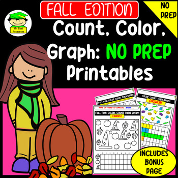Preview of Fall Themed -Count, Color, Graph: NO PREP PRINTABLES