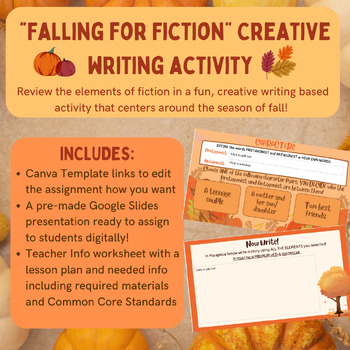 Preview of Fall Themed Creative Writing Activity: "Falling" For Fiction