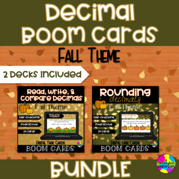 Preview of Fall Themed Decimals Boom Cards™ Digital Task Cards Bundle