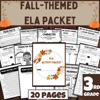 Preview of Fall-Themed ELA Activity Packet (3rd Grade) |Answer Keys Included!|