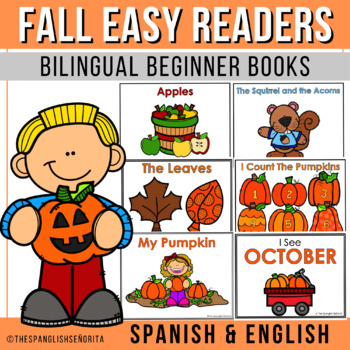 Preview of Fall Themed Easy Readers Bundle (English & Spanish)