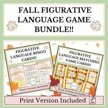 Preview of Fall Themed Figurative Language Games Bundle
