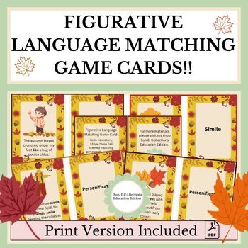 Preview of Fall Themed Figurative Language Matching Game Cards