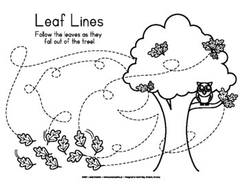 Preview of Fall Themed Follow the Lines with Leaves, Acorns, Pie and More (FREE)