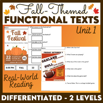Preview of Fall-Themed Functional Texts - Functional Reading - Unit 1