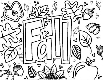 Fall Themed Hand Drawn Coloring Sheet by Bailey Wise | TPT