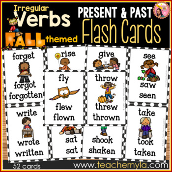 Preview of Fall Themed Irregular Verb Flash Cards