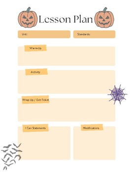 Preview of Fall Themed Lesson Plan Template