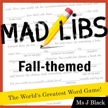 Preview of Fall Themed Mad Libs Activities (THREE)