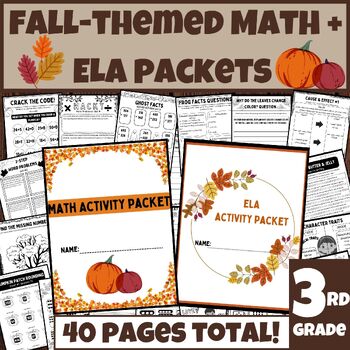 Preview of Fall-Themed Math & ELA Activity Packets |Early Finishers, Morning Work, Centers|