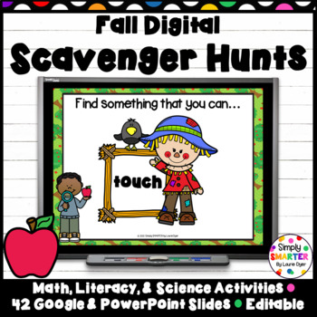 Preview of Fall Themed Math, Literacy, and Science DIGITAL Scavenger Hunts