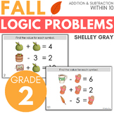Fall-Themed Math Logic Problems, Puzzles for Addition & Su