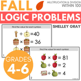 Fall-Themed Math Logic Problems, Puzzles for Multiplicatio