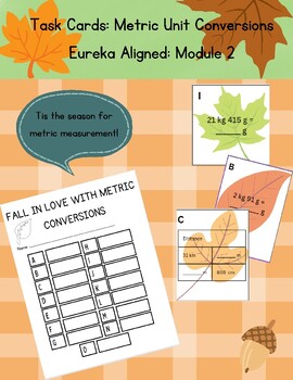 Preview of Fall Themed Metric Conversion Task Cards - Eureka -  TEKS