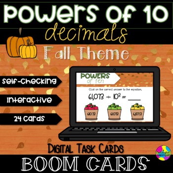 Preview of Fall Themed Multiply and Divide Decimals by Powers of 10 Boom Cards™