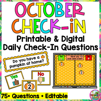 Preview of October Fall Halloween Daily Check-in Question of the Day-Printable & Digital