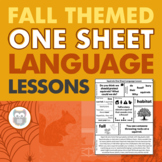 Fall Themed One Sheet Language Lessons - No Prep Speech Th