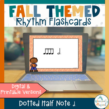 Preview of Fall Themed Rhythm Flashcards | Dotted Half Note