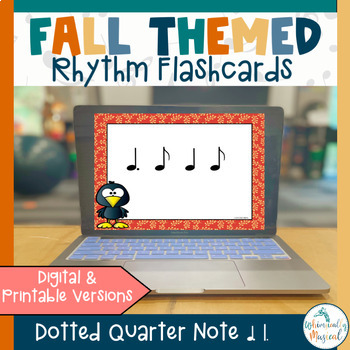 Preview of Fall Themed Rhythm Flashcards | Dotted Quarter Note