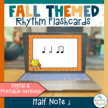 Preview of Fall Themed Rhythm Flashcards | Half Note