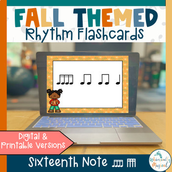 Preview of Fall Themed Rhythm Flashcards | Sixteenth Note