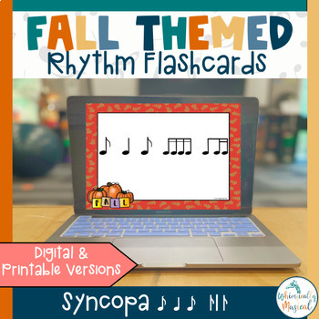 Preview of Fall Themed Rhythm Flashcards | Syncopa (Syncopated Rhythm)