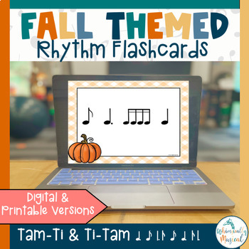 Preview of Fall Themed Rhythm Flashcards | Ti-Tam & Tam-Ti