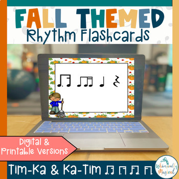 Preview of Fall Themed Rhythm Flashcards | Tim-Ka & Ka-Tim