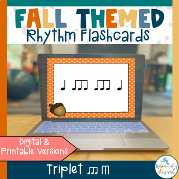 Preview of Fall Themed Rhythm Flashcards | Triplet
