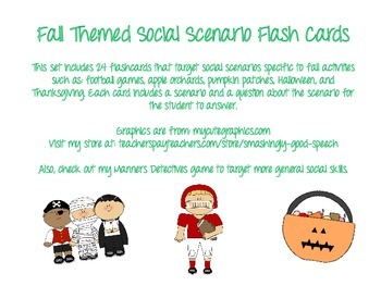 Preview of Fall Themed Social Scenario Flash Cards