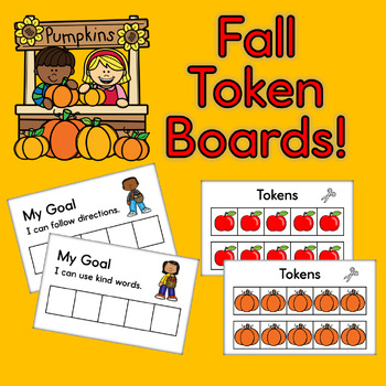 Preview of Fall Themed Token Boards with Printable PDF and Editable PPTX