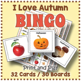Fall Themed Vocabulary BINGO & Fun Memory Matching Card Ga