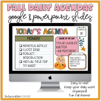 Preview of Fall Themed Weekly and Daily Agenda Google Slides
