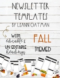 Fall Themed Weekly newsletter Templates editable