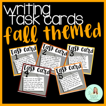 Preview of Fall Themed Writing Task Cards {Printable & Digital}