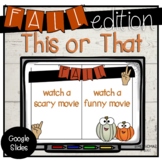 Fall This or That | Morning Meeting Activity 